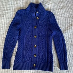 L.L Bean women’s blue long sleeve button up extra fine Merino wool sweater.